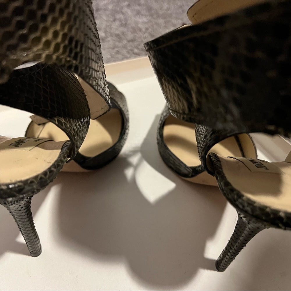 Jimmy Choo Black Textured Leather High Heel Sandals